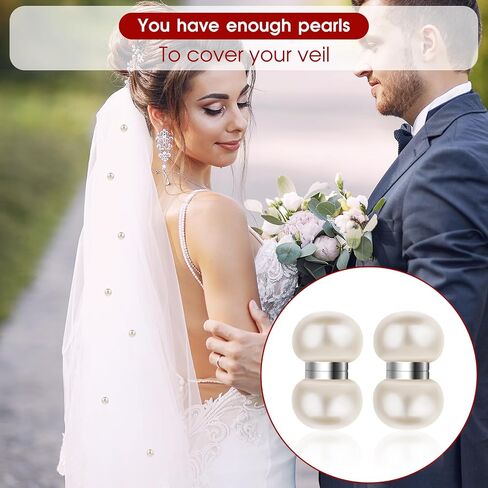 Prasacco 24 Pcs/12 Pairs Wedding Veil Weights, Double Sided Pearl Veil Weights Wedding Pearls Magnetic Pearl Bridal Veil Weights Bridal Veil Weights for Women Girls Clothing Dress Decoration in Saudi Arabia