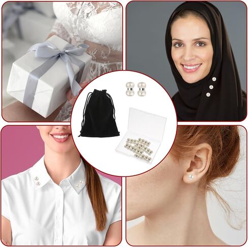 Prasacco 24 Pcs/12 Pairs Wedding Veil Weights, Double Sided Pearl Veil Weights Wedding Pearls Magnetic Pearl Bridal Veil Weights Bridal Veil Weights for Women Girls Clothing Dress Decoration in Saudi Arabia