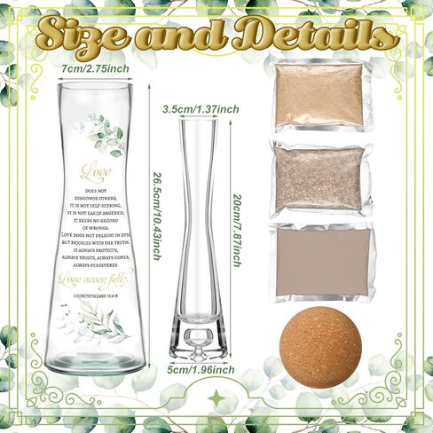 Irenare Unity Sand Ceremony Set Wedding Sand Vase Kit Include Sand Ceremony Vase, Sand, Cork Stopper, Unity Sand Set for Weddings Engagement Anniversary Memorial Bridal Party in Saudi Arabia