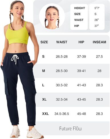 Future Flow Women Cargo Sweatpants Joggers Cotton Baggy Comfy Workout Pants with Pockets in Saudi Arabia
