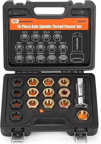 Axle Spindle Rethreading Kit,16 Piece Precision Restorer Master Repair Kit, Essential Tool for Mechanics - Includes Thread File and Axle Spindle Thread Chaser Set (16 Piece) in Saudi Arabia