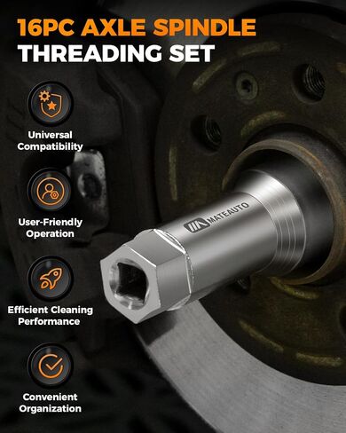 Axle Spindle Rethreading Kit,16 Piece Precision Restorer Master Repair Kit, Essential Tool for Mechanics - Includes Thread File and Axle Spindle Thread Chaser Set (16 Piece) in Saudi Arabia