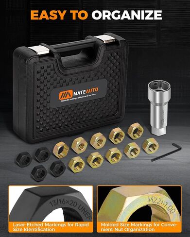 Axle Spindle Rethreading Kit,16 Piece Precision Restorer Master Repair Kit, Essential Tool for Mechanics - Includes Thread File and Axle Spindle Thread Chaser Set (16 Piece) in Saudi Arabia
