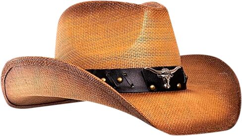 Cowboy Hat Men's Women's Classic Straw Cowgirl Hat - in Saudi Arabia