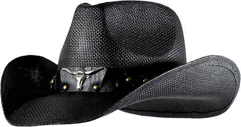 Cowboy Hat Men's Women's Classic Straw Cowgirl Hat - in Saudi Arabia