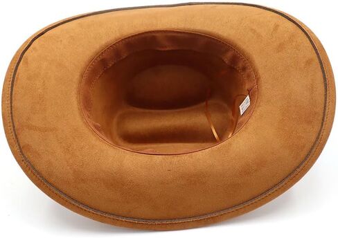 قبعة رعاة البقر الغربية من جلد الغزال للنساء والرجال بحافة واسعة قبعة رعاة البقر الكلاسيكية مع حزام مشبك قبعة فيدورا in Kuwait