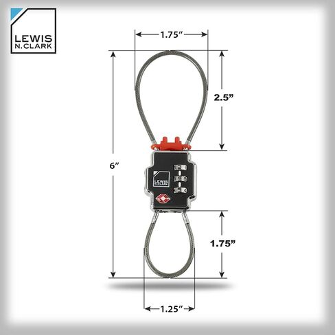 قفل أمان ثلاثي من لويس إن كلارك - قفل مركب قابل لإعادة الضبط، أسود، 3 أقراص، صديق لإدارة أمن المواصلات الأمريكية، متين، عبوة واحدة in Saudi Arabia