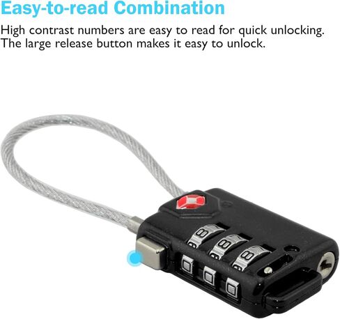 قفل Lumintrail مكون من 3 أرقام معتمد من إدارة أمن المواصلات الأمريكية، حزمة من 6 قطع مع عشرة كابلات بطول 4 أقدام in Kuwait