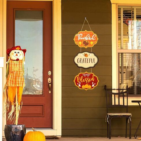 لافتة ترحيب لعيد الشكر، لافتة باب خشبية مباركة لتزيين الخريف لديكور المنزل في المزرعة وعيد الشكر in Kuwait