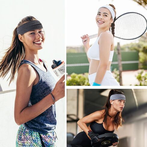 12pcs Women Headbands Non Slip Yoga Hair Bands for Girls Sports Running Workout Soft Cloth Black White Gray Elastic Headbands for Women Hair Accessories in Saudi Arabia
