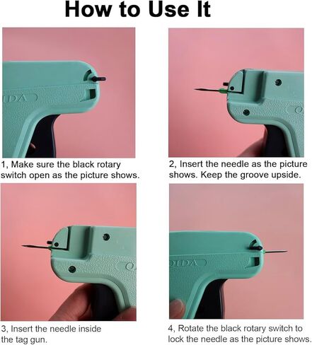 مسدس علامات للملابس، مسدس بطاقة السعر مع 5 إبر و1000 مشبك تثبيت، مسدس علامة للملابس (أخضر فاتح) in Kuwait