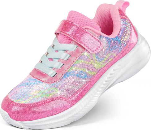 RUNSIDE Toddler Sneakers Girls Sparkle Sequins Walking Shoes, Kids Lightweight Tennis Sneakers with Hook and Loops in Saudi Arabia
