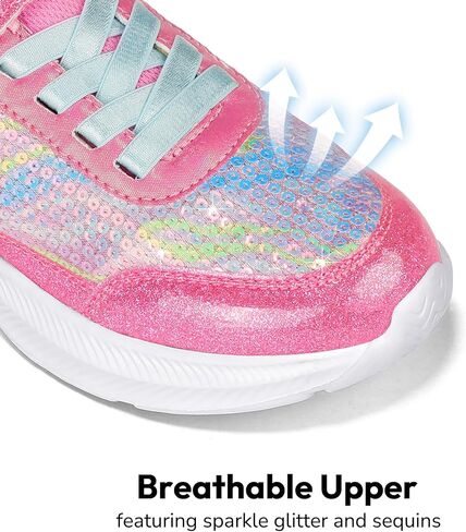 RUNSIDE Toddler Sneakers Girls Sparkle Sequins Walking Shoes, Kids Lightweight Tennis Sneakers with Hook and Loops in Saudi Arabia