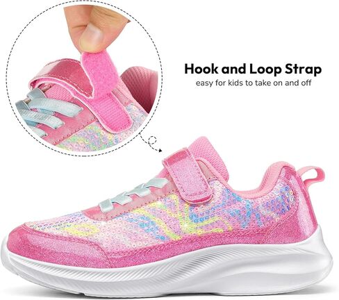 RUNSIDE Toddler Sneakers Girls Sparkle Sequins Walking Shoes, Kids Lightweight Tennis Sneakers with Hook and Loops in Saudi Arabia