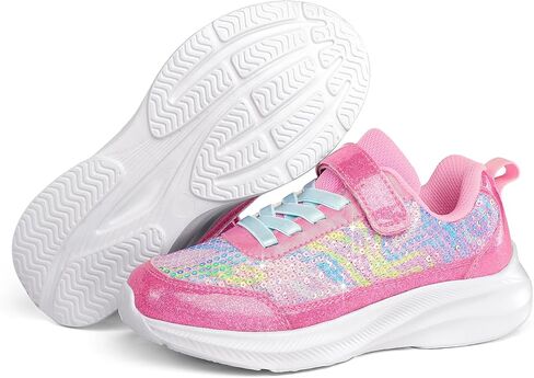 RUNSIDE Toddler Sneakers Girls Sparkle Sequins Walking Shoes, Kids Lightweight Tennis Sneakers with Hook and Loops in Saudi Arabia