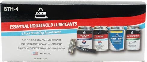 مجموعة AGS Automotive Solutions 4oz مجموعة متنوعة من مواد التشحيم المنزلية للفرشاة - تتضمن شحم عازل، ومواد تشحيم متعددة الأغراض، ومواد تشحيم باب المرآب، وشحم الليثيوم الأبيض (4 عبوات) in Saudi Arabia