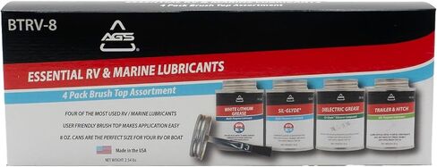 مجموعة AGS Automotive Solutions 8oz Brush Top Lubricant Assortment RV - تتضمن شحم عازل، ومواد تشحيم للربط والسحب، ومواد تشحيم متعددة الأغراض، وشحم ليثيوم أبيض (4 عبوات) in Saudi Arabia