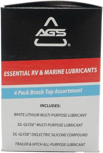 مجموعة AGS Automotive Solutions 8oz Brush Top Lubricant Assortment RV - تتضمن شحم عازل، ومواد تشحيم للربط والسحب، ومواد تشحيم متعددة الأغراض، وشحم ليثيوم أبيض (4 عبوات) in Saudi Arabia