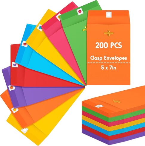 Geyee 200 Pcs 5 x 7" Clasp Manilla Envelopes Gummed Clasp Closure 28 lb Kraft Paper Envelopes for Storing or Mailing Home Business Office(Yellow) in Saudi Arabia
