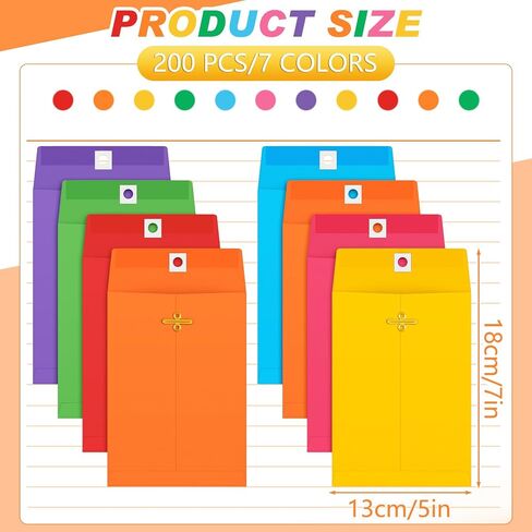 Geyee 200 Pcs 5 x 7" Clasp Manilla Envelopes Gummed Clasp Closure 28 lb Kraft Paper Envelopes for Storing or Mailing Home Business Office(Yellow) in Saudi Arabia