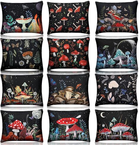 12 Pcs Moon Witch Zipper Pouch Bag Halloween Tarot Cards Bags 9.25 x 6.9 Inch Phase Cosmetic Bags Witchy Purse Sun Canvas Makeup Bags Gothic Aesthetic Crystals Toiletry Bags Witch Gift for Women in Kuwait