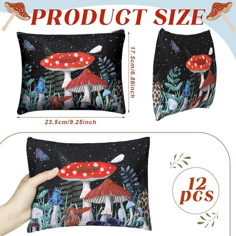 12 Pcs Moon Witch Zipper Pouch Bag Halloween Tarot Cards Bags 9.25 x 6.9 Inch Phase Cosmetic Bags Witchy Purse Sun Canvas Makeup Bags Gothic Aesthetic Crystals Toiletry Bags Witch Gift for Women in Kuwait