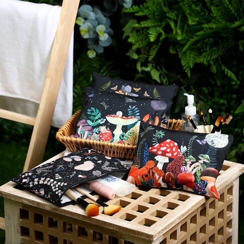 12 Pcs Moon Witch Zipper Pouch Bag Halloween Tarot Cards Bags 9.25 x 6.9 Inch Phase Cosmetic Bags Witchy Purse Sun Canvas Makeup Bags Gothic Aesthetic Crystals Toiletry Bags Witch Gift for Women in Kuwait