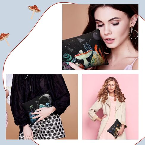 12 Pcs Moon Witch Zipper Pouch Bag Halloween Tarot Cards Bags 9.25 x 6.9 Inch Phase Cosmetic Bags Witchy Purse Sun Canvas Makeup Bags Gothic Aesthetic Crystals Toiletry Bags Witch Gift for Women in Kuwait