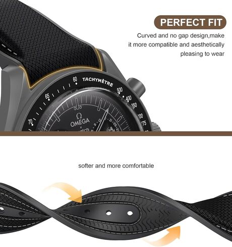 حزام لساعة أوميغا x سواتش MoonSwatch 20 مم، حزام قابل للطي بإبزيم ملون متوافق مع أوميغا سواتش Moonswatch Speedmaster، حزام بديل منحني لا يوجد فجوة لساعة أوميغا للرجال والنساء in Kuwait