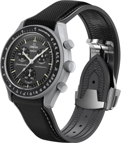 حزام لساعة أوميغا x سواتش MoonSwatch 20 مم، حزام قابل للطي بإبزيم ملون متوافق مع أوميغا سواتش Moonswatch Speedmaster، حزام بديل منحني لا يوجد فجوة لساعة أوميغا للرجال والنساء in Kuwait