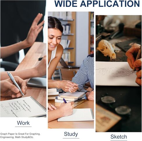 Graph Paper Spiral Notepad A5 Top Wirebound Notepad Grid Notebook Steno Pads Memo Notebook Grid Paper 140 Pages for Writing Sketching Drawing Office Supplies(Black,2 Pack) in Kuwait