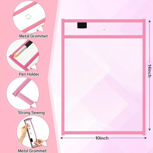 Seajan 120 Pcs Clear Dry Erase Pockets Plastic Sleeves for Paper 14 x 10 Inch Reusable Document Holder Shop Ticket Holders Dry Erase Pocket Organizer Teacher Supplies for Classroom (Black, White) in Saudi Arabia