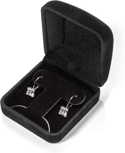 14K Solid Gold Earrings | Round Princess Cushion Oval Pear and Emerald Cut Cubic Zirconia|Lever back Drop and Dangle Basket Setting | 0.50 to 2.0 CTW | With Gift Box in Saudi Arabia
