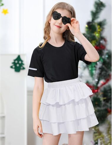 Century Star Girls' Sparkle Metallic Skirts Girls Layers Ruffle Sequin Skirt Tutu with Sunglasses for Kids Outfit for Girls in Saudi Arabia
