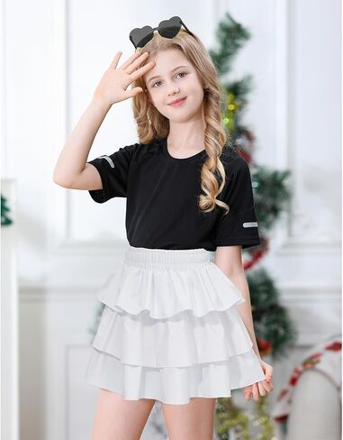 Century Star Girls' Sparkle Metallic Skirts Girls Layers Ruffle Sequin Skirt Tutu with Sunglasses for Kids Outfit for Girls in Saudi Arabia