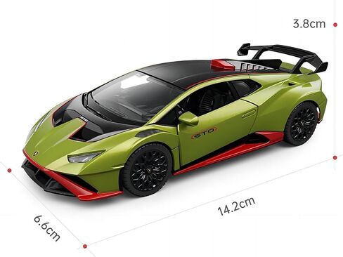RASTAR 1/32 64300 Lamborghini Pull Back Metal Car Model - مرخصة رسميًا من Lamborghini Huracan STO Die Cast Model Car للعب والعرض - أخضر in Kuwait