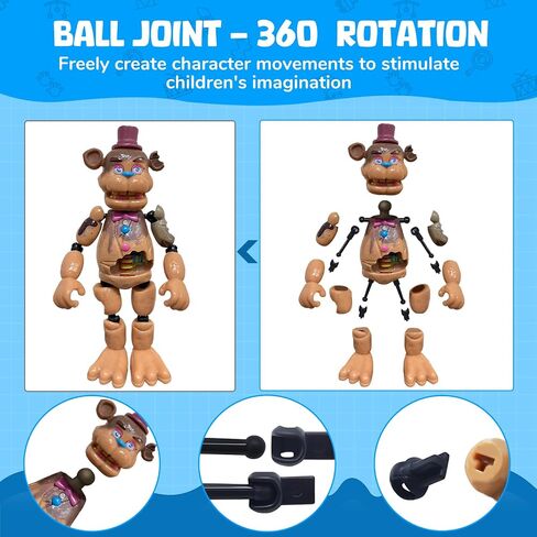 6PCS FNAF Action Figures Set with Fun Lights, 5.5IN Freely Deformable FNAF Collectible Toys – Great for Birthdays, Christmas, Halloween, Cake Toppers, Gaming Fans & Kids in Saudi Arabia