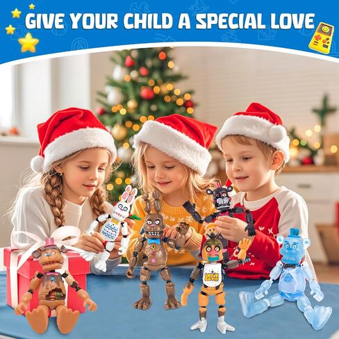 6PCS FNAF Action Figures Set with Fun Lights, 5.5IN Freely Deformable FNAF Collectible Toys – Great for Birthdays, Christmas, Halloween, Cake Toppers, Gaming Fans & Kids in Saudi Arabia