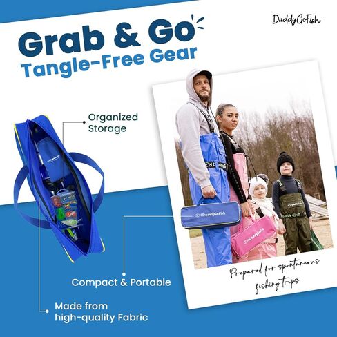 DaddyGoFish Kids Fishing Pole - Rod Reel Combo Tackle Box Starter Set - First Year Small Dock Gear Kit for Boys Girls Toddler Youth Age Beginner Little Children Junior Anglers in Kuwait