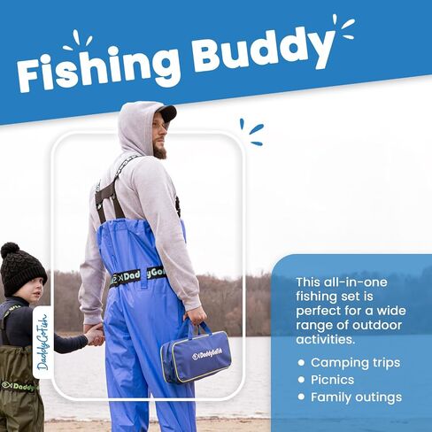 DaddyGoFish Kids Fishing Pole - Rod Reel Combo Tackle Box Starter Set - First Year Small Dock Gear Kit for Boys Girls Toddler Youth Age Beginner Little Children Junior Anglers in Kuwait
