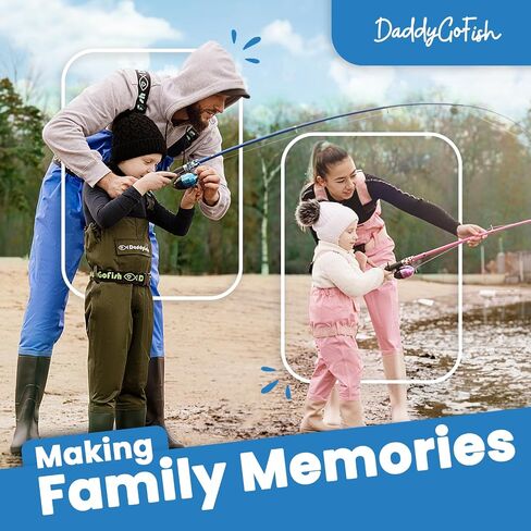 DaddyGoFish Kids Fishing Pole - Rod Reel Combo Tackle Box Starter Set - First Year Small Dock Gear Kit for Boys Girls Toddler Youth Age Beginner Little Children Junior Anglers in Kuwait