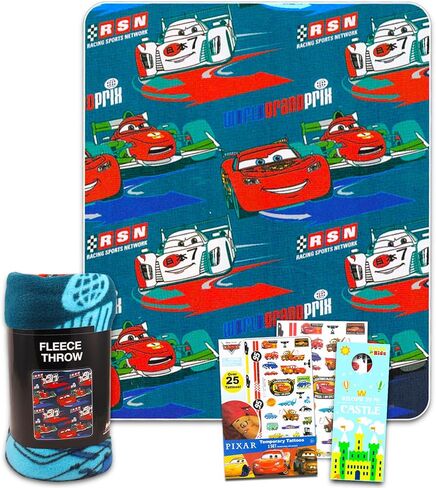 Disney Pixar Cars Blanket Set - Bundle with 45x60 Lightning McQueen Blanket, Temporary Tattoos, More | Disney Cars Bed Sheets, Disney Cars Room Decor for Boys in Saudi Arabia