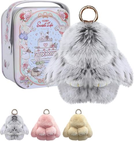 Bunnylulu Keychain with Box, Bunnylulu Keychain with Tin, Plush Bunny Keychain Decoration, Cute Bunny Bunnylulu in Saudi Arabia