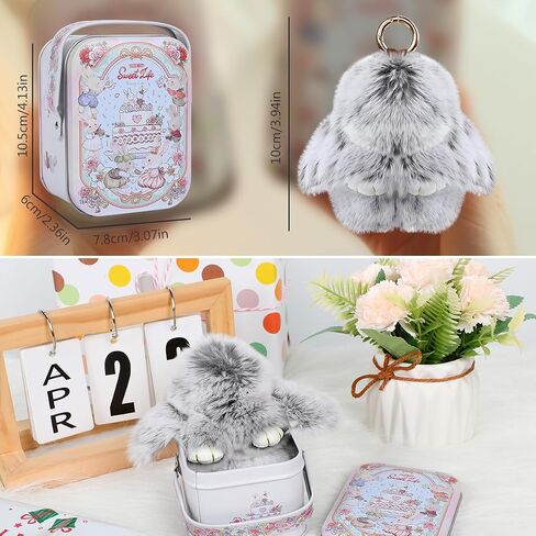 Bunnylulu Keychain with Box, Bunnylulu Keychain with Tin, Plush Bunny Keychain Decoration, Cute Bunny Bunnylulu in Saudi Arabia