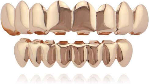 18K Gold Plated Hip Hop Caps Custom Fit Top & Bottom Grillz Set Teeth Grills Mouth in Saudi Arabia