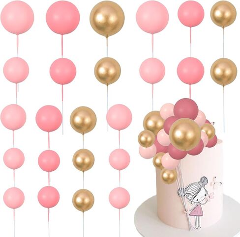 Gyufise 30Pcs Ball Cake Topper Decorations Mini Balloons Cake Topper Sticks Foam Balls Cake Picks Cake Topper Balls Cake Decorations for Wedding Party Birthday Cake Decorating Red Black White in Kuwait