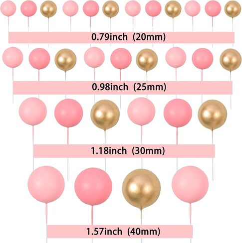Gyufise 30Pcs Ball Cake Topper Decorations Mini Balloons Cake Topper Sticks Foam Balls Cake Picks Cake Topper Balls Cake Decorations for Wedding Party Birthday Cake Decorating Red Black White in Kuwait
