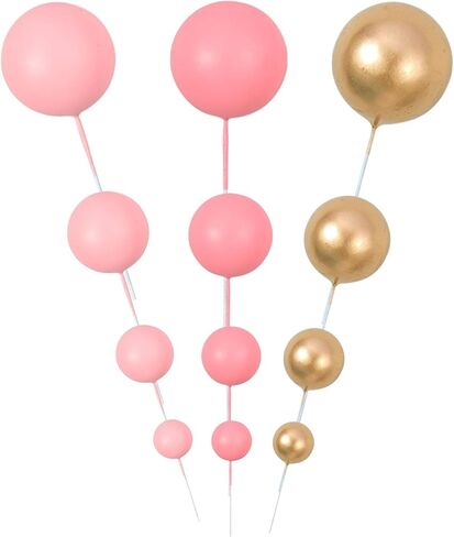 Gyufise 30Pcs Ball Cake Topper Decorations Mini Balloons Cake Topper Sticks Foam Balls Cake Picks Cake Topper Balls Cake Decorations for Wedding Party Birthday Cake Decorating Red Black White in Kuwait