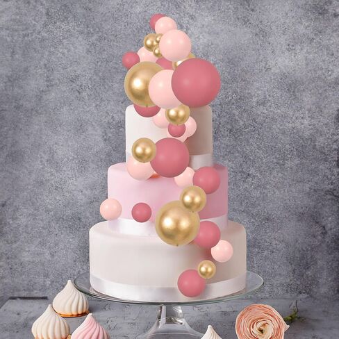 Gyufise 30Pcs Ball Cake Topper Decorations Mini Balloons Cake Topper Sticks Foam Balls Cake Picks Cake Topper Balls Cake Decorations for Wedding Party Birthday Cake Decorating Red Black White in Kuwait