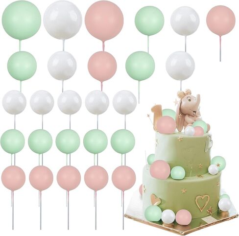 Gyufise 30Pcs Ball Cake Topper Decorations Mini Balloons Cake Topper Sticks Foam Balls Cake Picks Cake Topper Balls Cake Decorations for Wedding Party Birthday Cake Decorating Red Black White in Kuwait